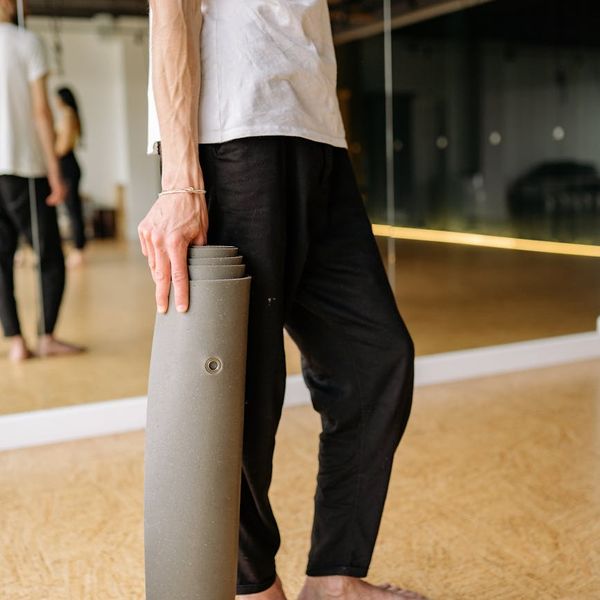 Man holding a plank pose, demonstrating core strength and stability.